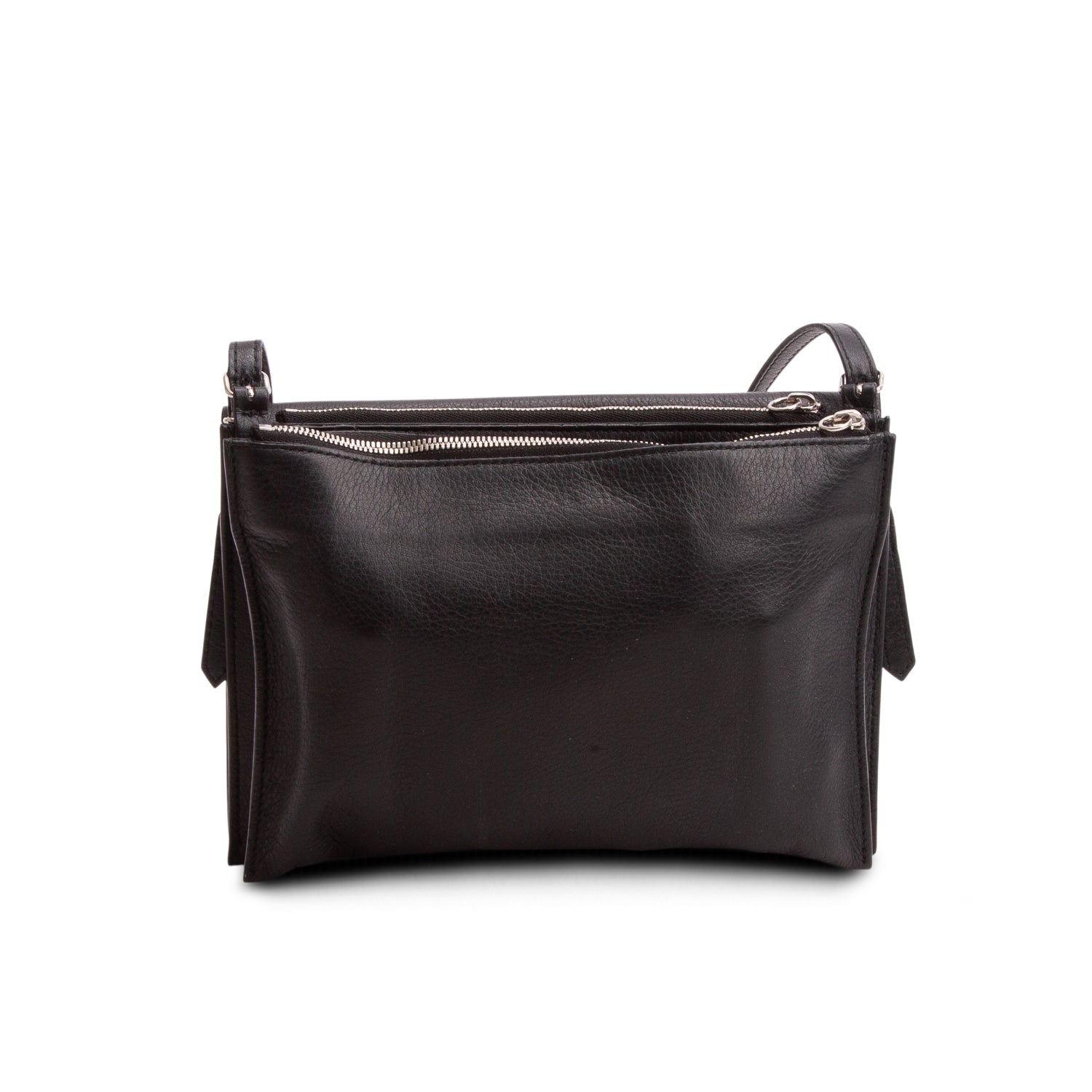 Balenciaga Black Lambskin Papier XS Triple Zip Crossbody Bag