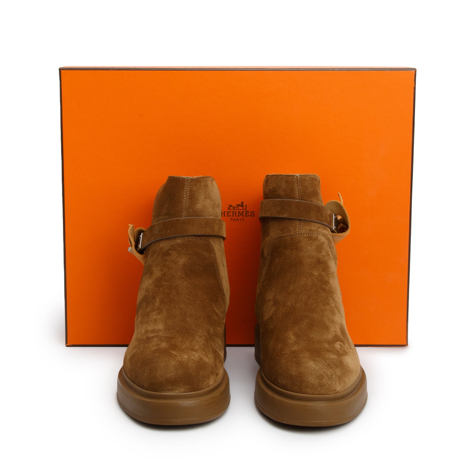 Hermes Naturel/Ecru Veau Velours Bottines Jeff, Women's Size 37 w/ Box