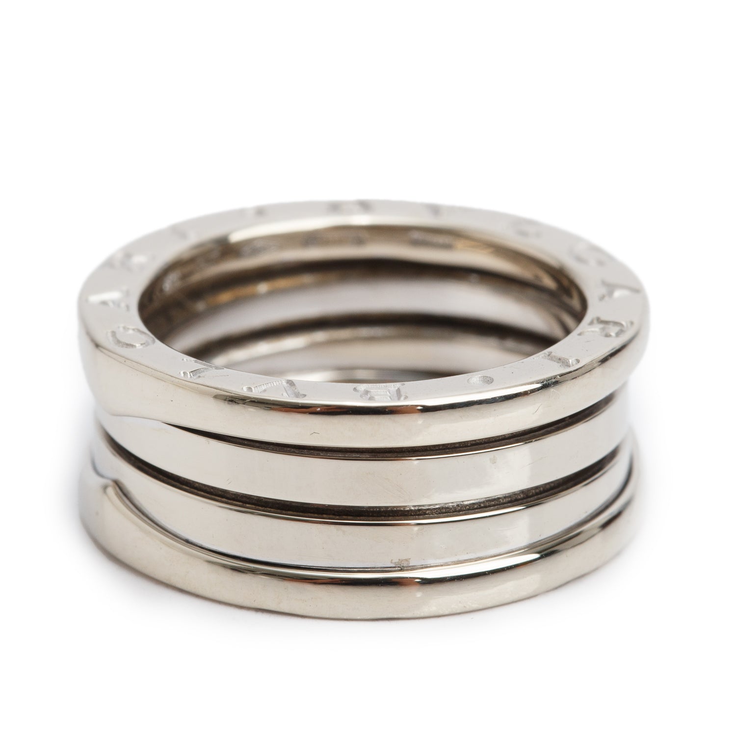 BVLGARI 18k White Gold B.Zero1 Three-Band Ring, Size 53 6.25 w/ Box