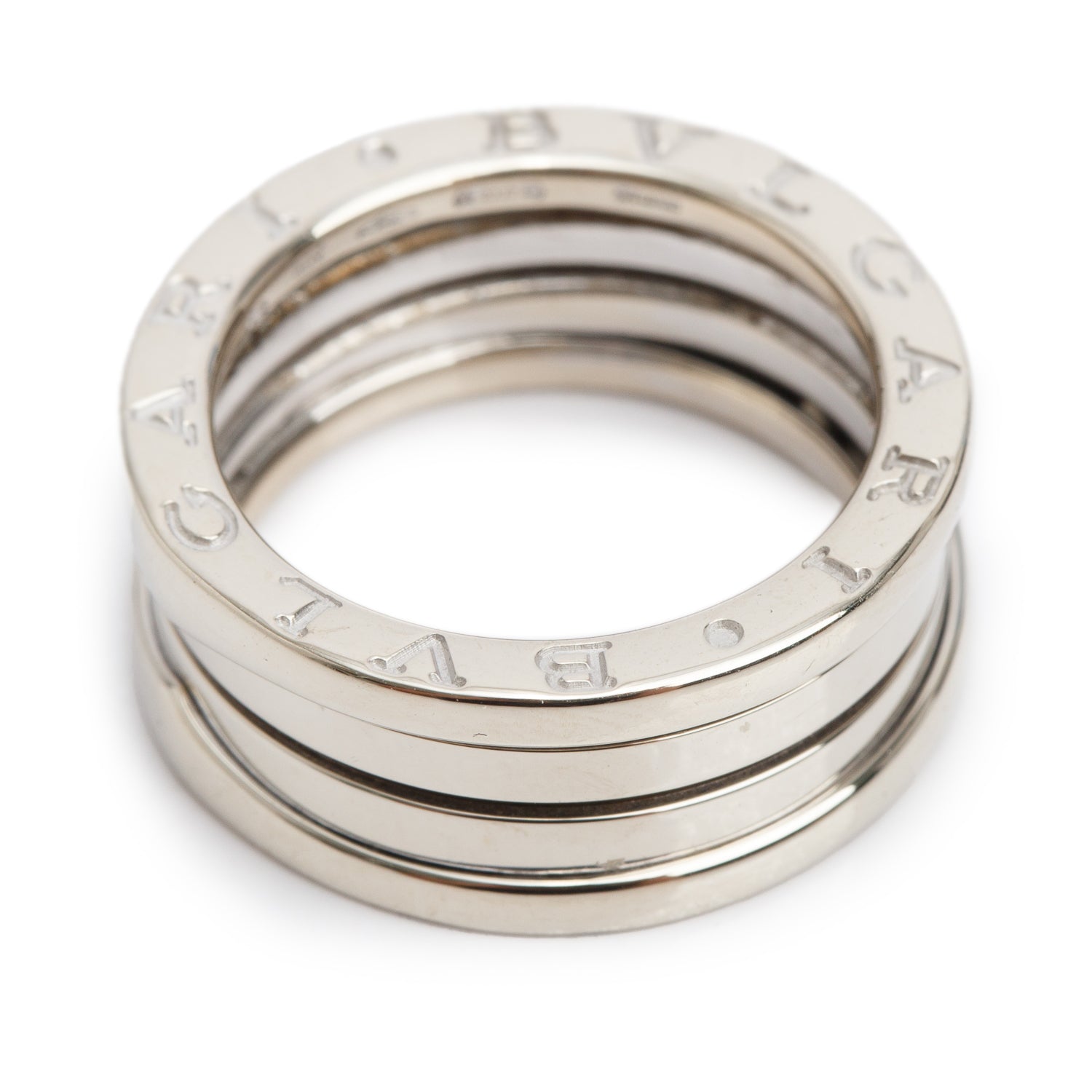 BVLGARI 18k White Gold B.Zero1 Three-Band Ring, Size 53 6.25 w/ Box