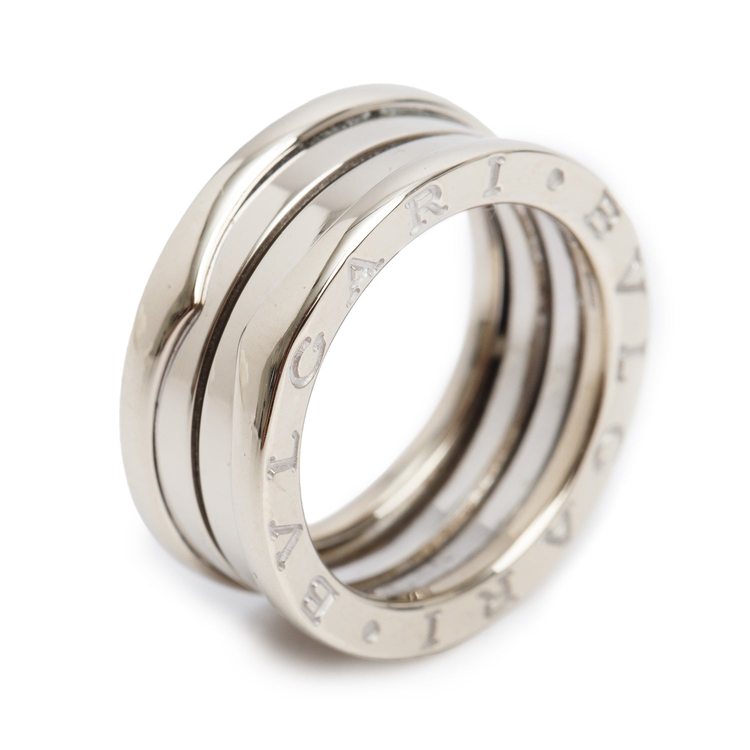 BVLGARI 18k White Gold B.Zero1 Three-Band Ring, Size 53 6.25 w/ Box