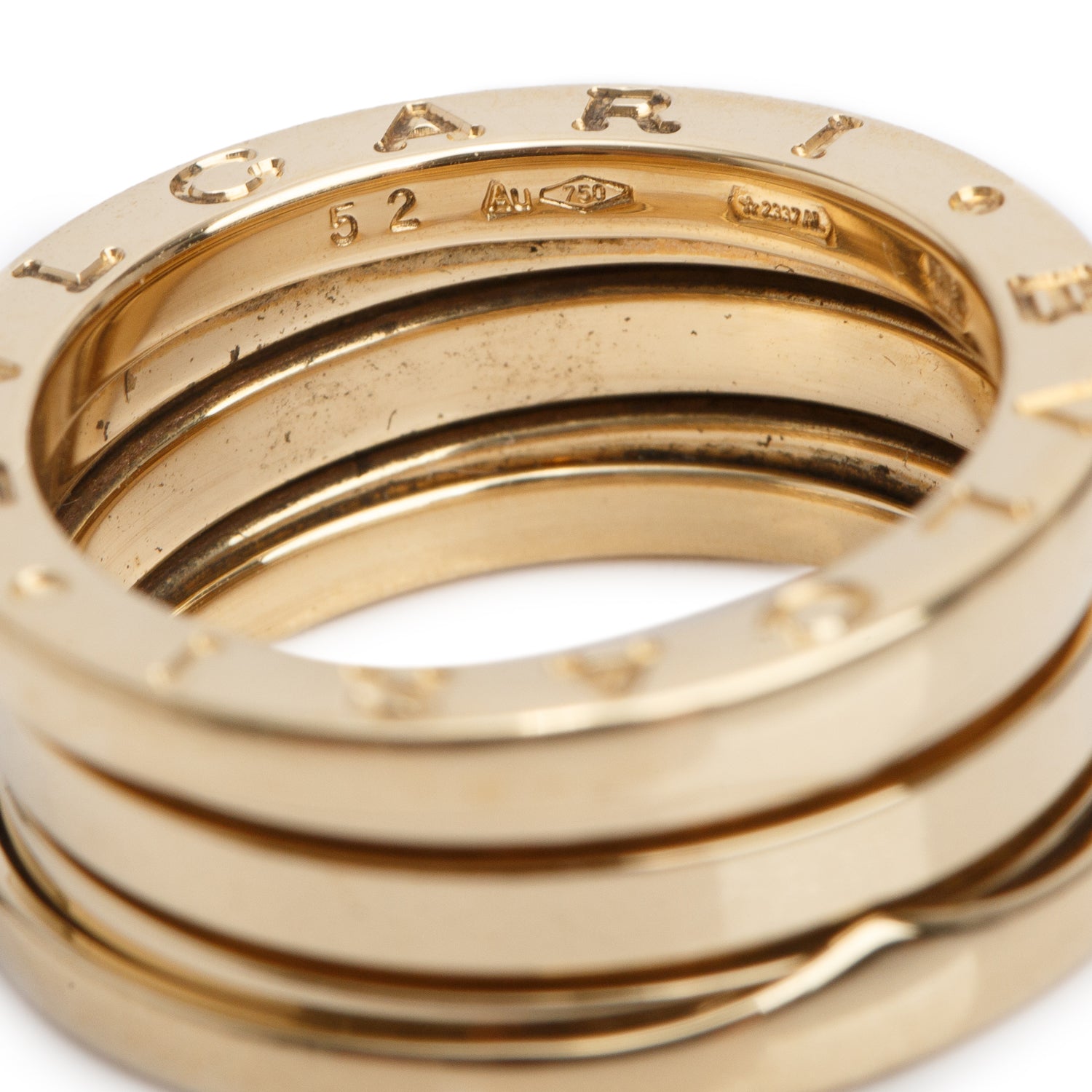 BVLGARI 18k Yellow Gold B.Zero1 3-Band Ring, Size 52 6 w/ Box