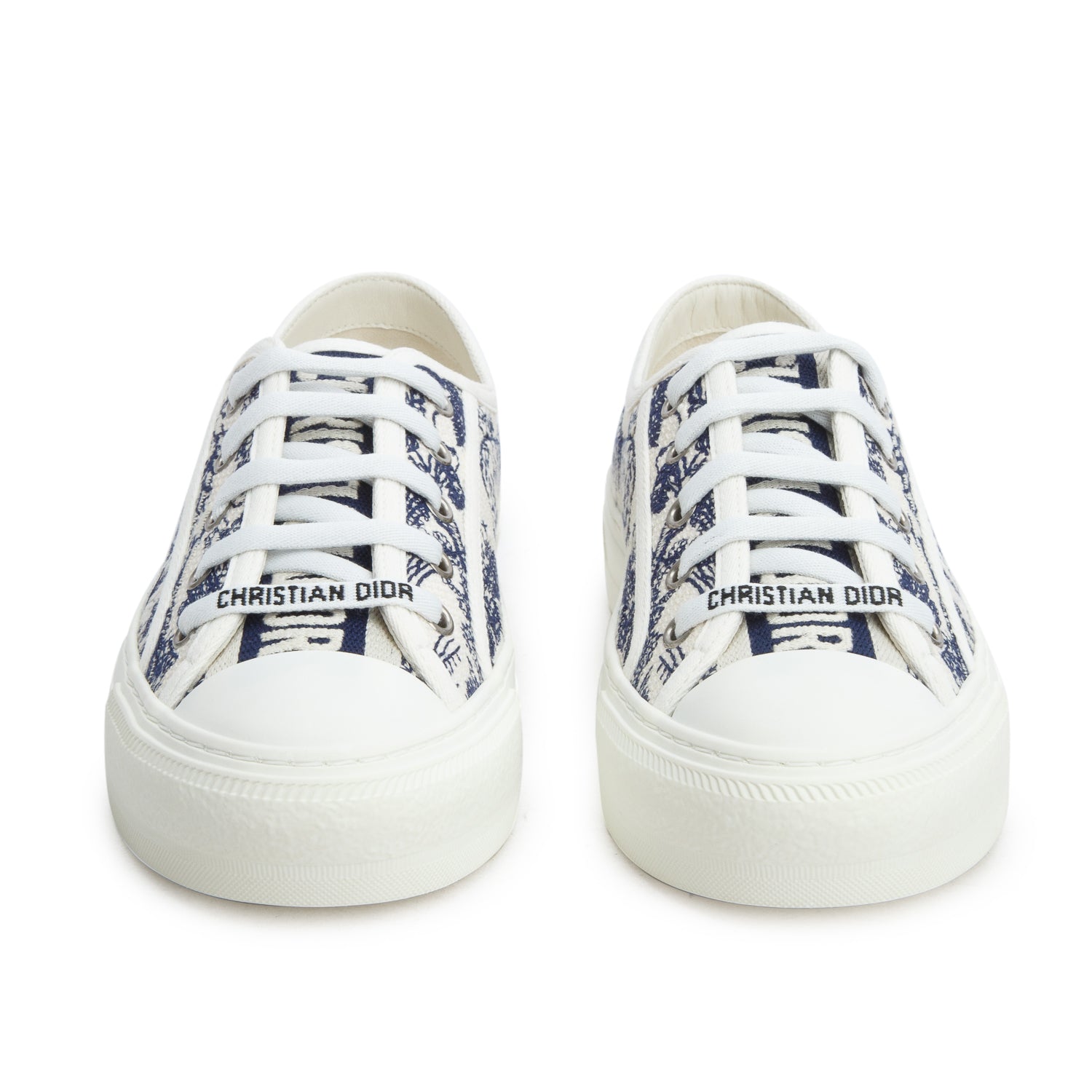 Christian Dior 2021 Blue Toile de Jouy Embroidered Cotton Walk'n'Dior Sneakers, Women's Size 35 w/ Box