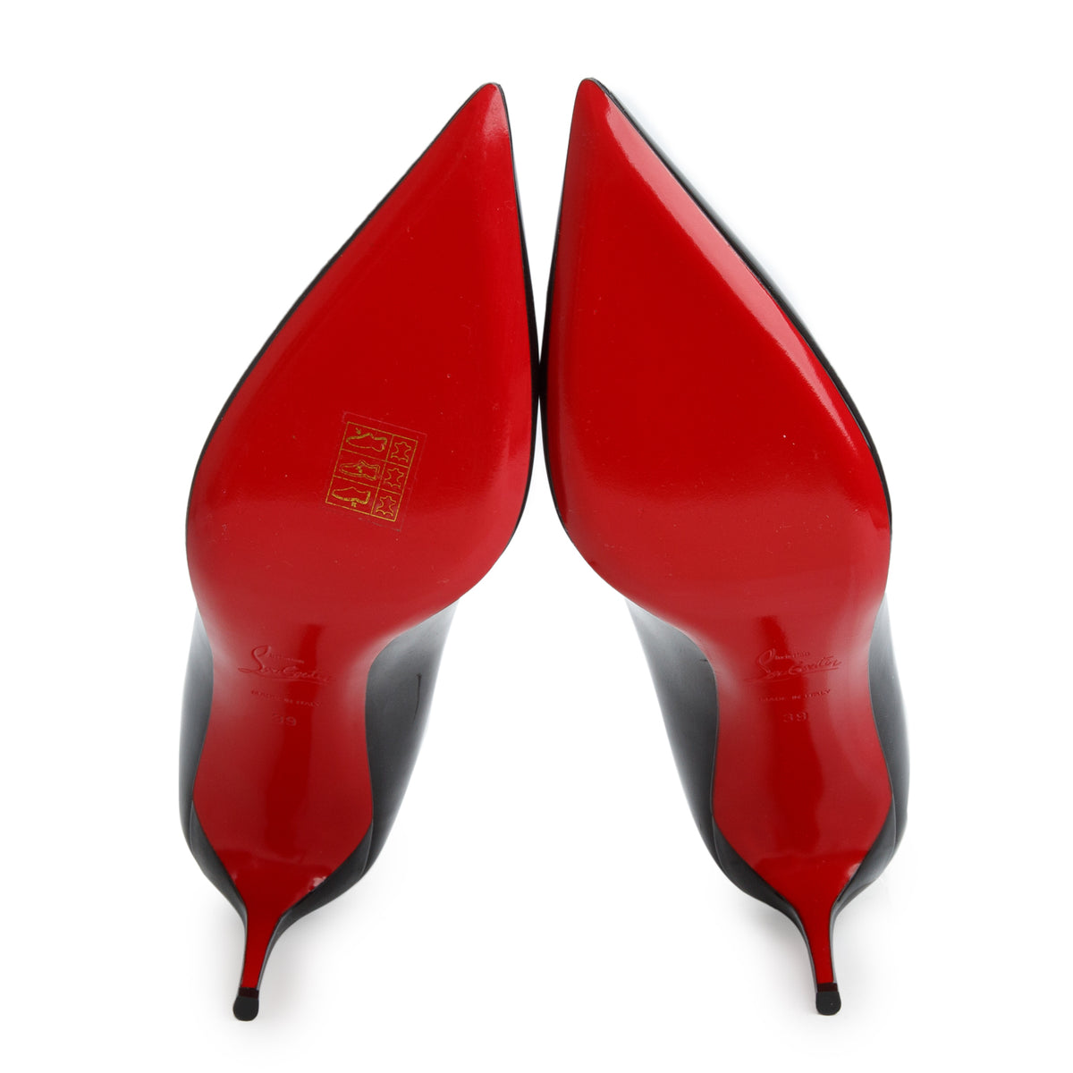 Christian Louboutin Black Patent Leather Kate 85 Pumps, Size 39