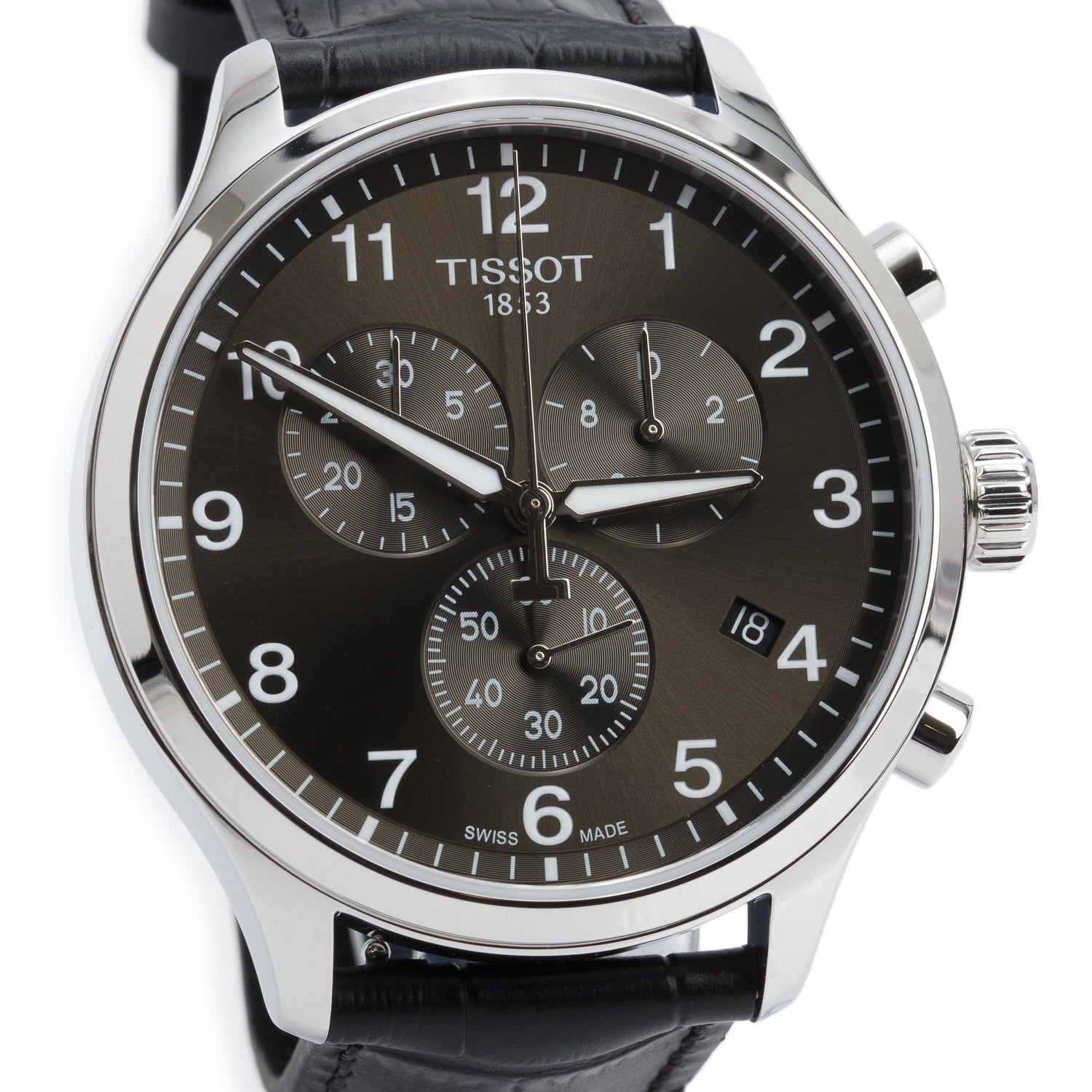 Tissot Stainless Steel Chrono XL Classic Chronograph 45 MM Quartz Watch Black Dial w/ Box & Extra Strap