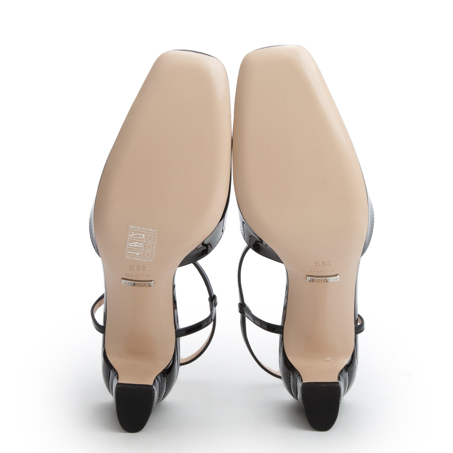 Gucci Black Patent Leather Charlotte Petite GG Slingback Pumps, Women's Size 39.5 w/ Box