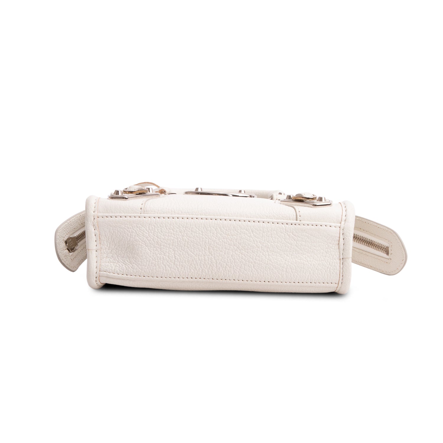 Balenciaga White Arena Lambskin Neo Classic Hardware Nano City Crossbody w/ Box, Receipt & Strap
