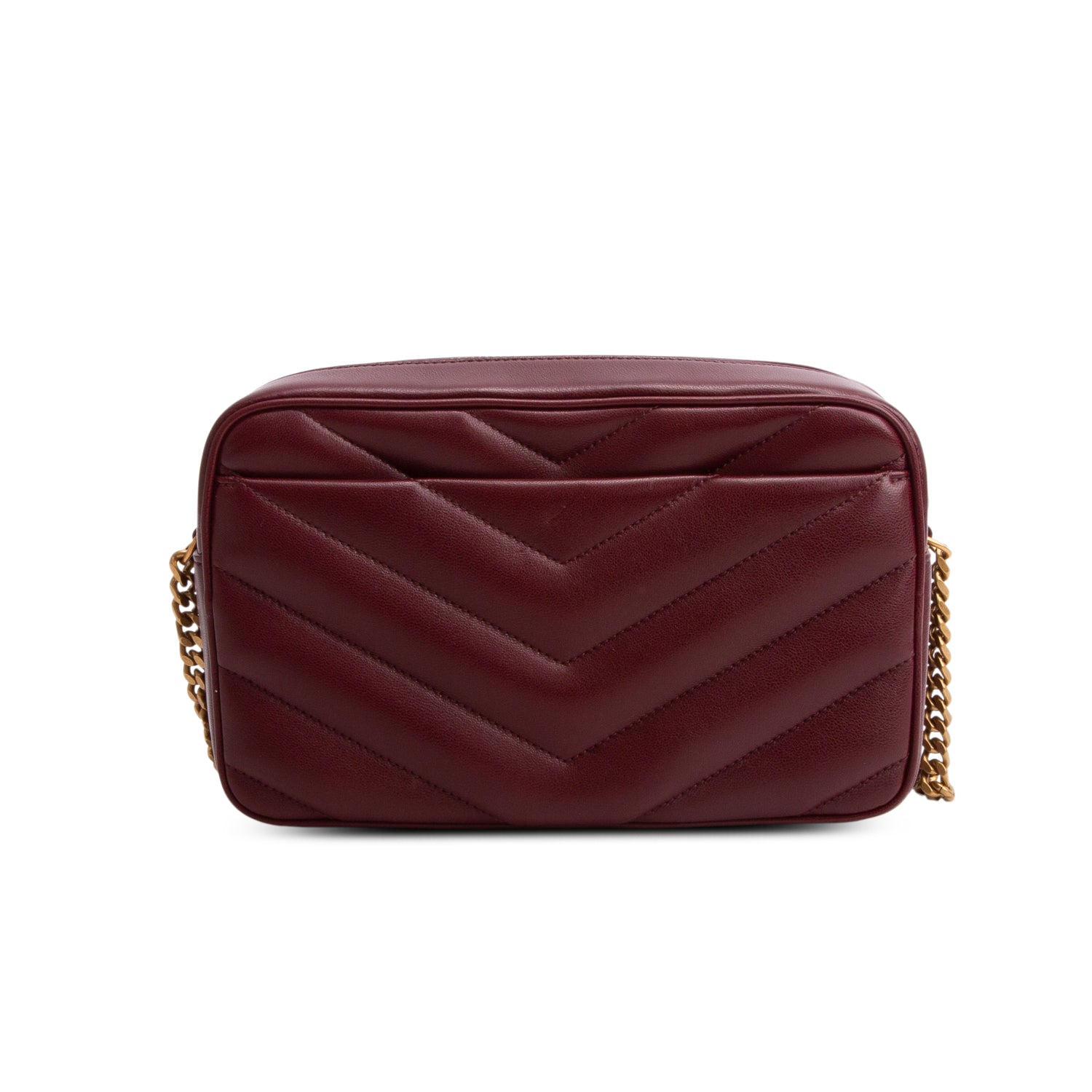 Saint Laurent 2025 Burgundy Lambskin Matelasse Loulou Medium Camera Bag w/ Box & Receipt