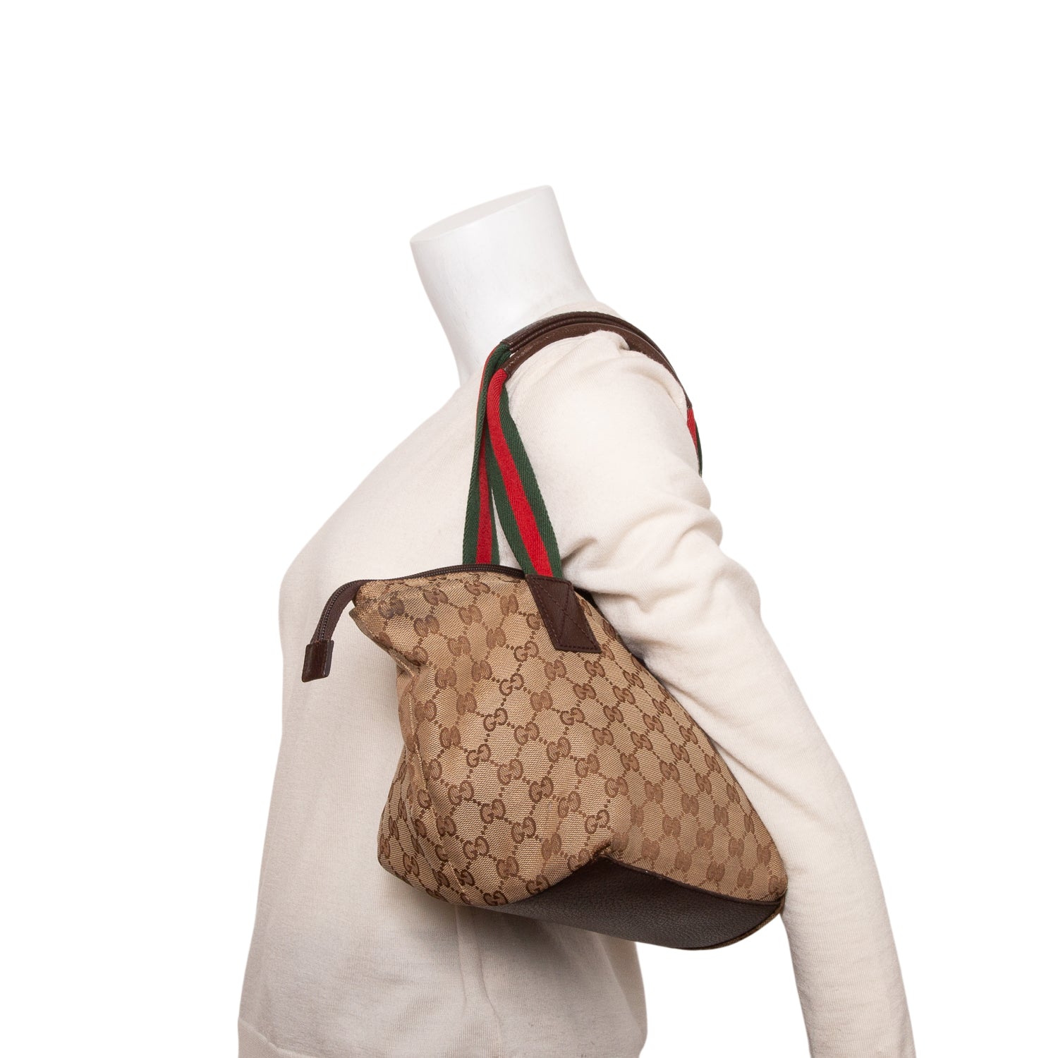 Gucci GG Monogram Small Web Handle Bucket Tote