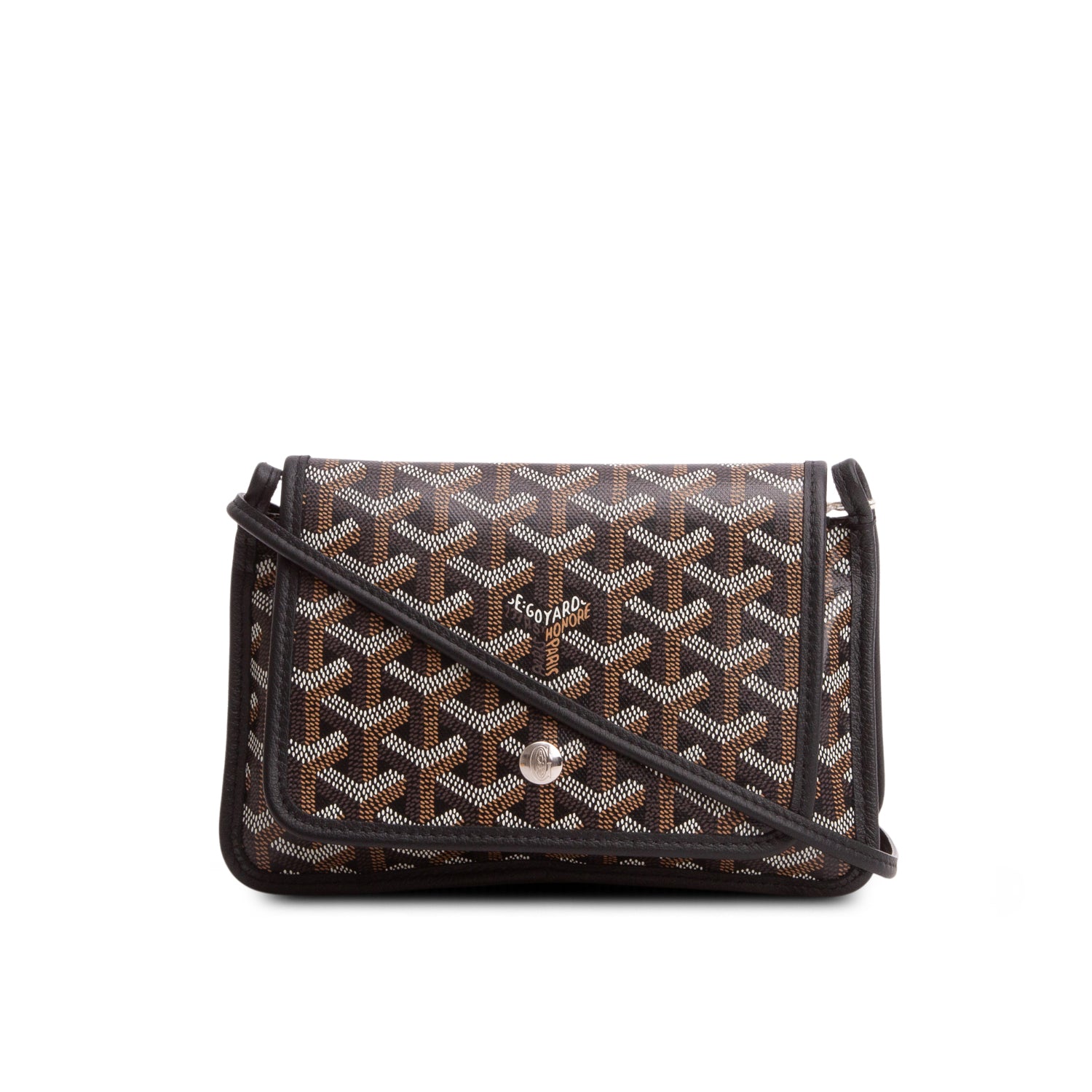 Goyard 2025 Black Goyardine Plumet Wallet Clutch w/ Strap