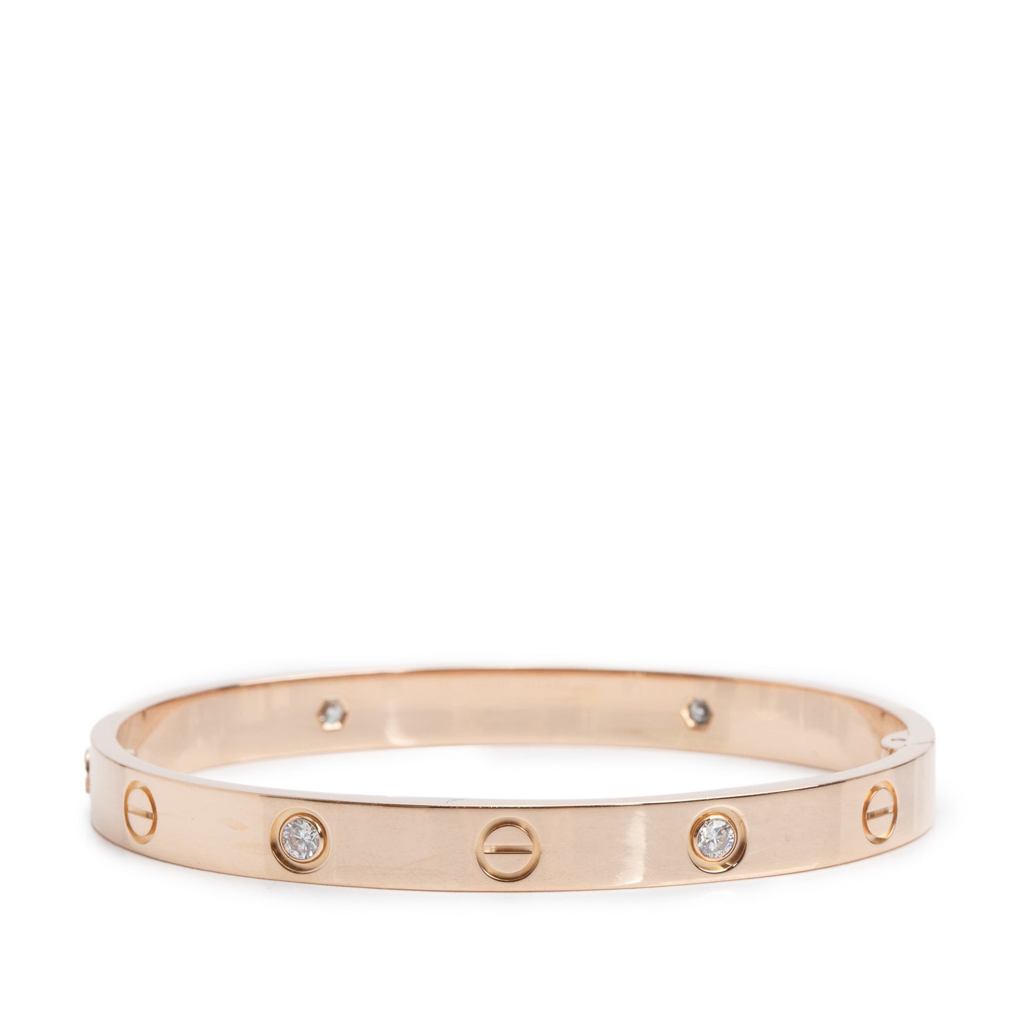 Cartier 2025 18k Rose Gold Love Bracelet with 4 Diamonds, Classic Model Size 17 w/ Box & Receipt