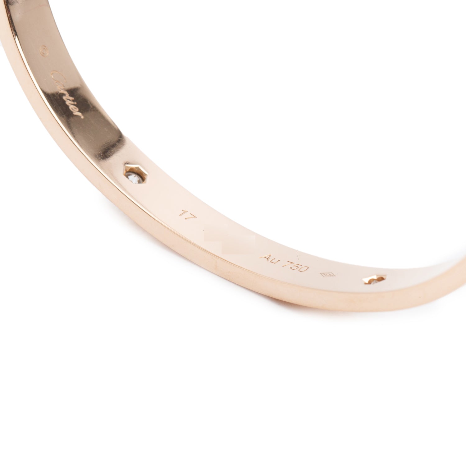 Cartier 2025 18k Rose Gold Love Bracelet with 4 Diamonds, Classic Model Size 17 w/ Box & Receipt