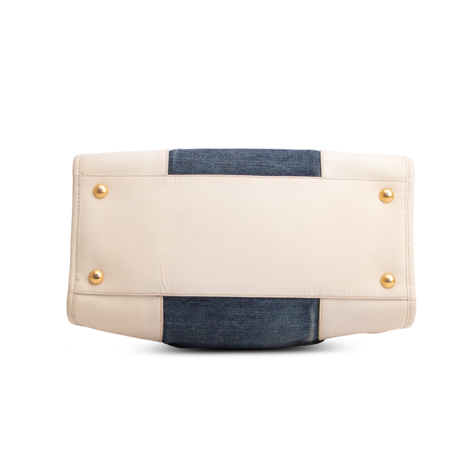 Prada Blue Denim Saffiano Lux Double Zip Tote w/ Strap
