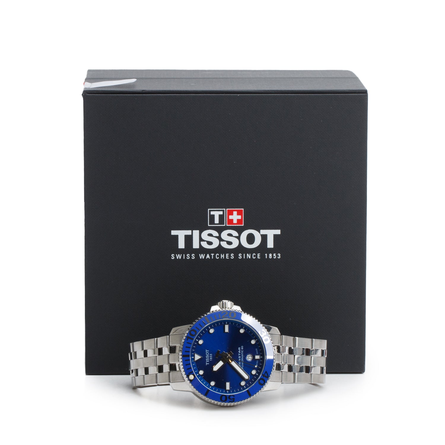 Tissot Stainless Steel Seastar 1000 45.5 MM Chronograph Quartz Watch Blue Dial w/ Box