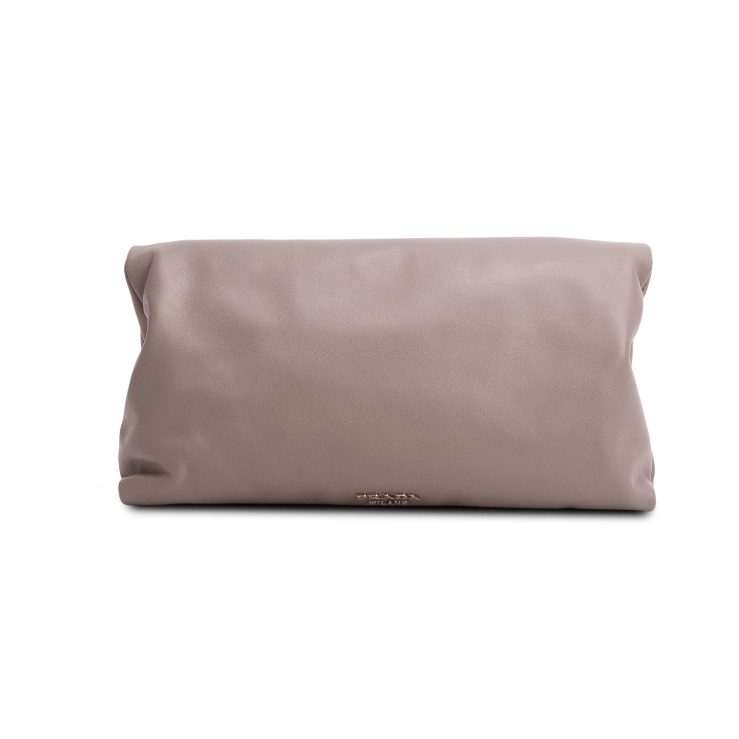 Prada Grey Soft Calf Fold Over Chain Flap Bag