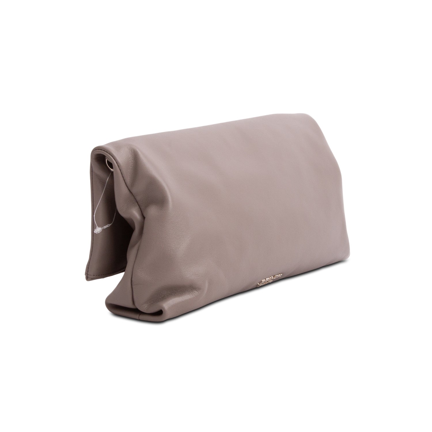Prada Grey Soft Calf Fold Over Chain Flap Bag