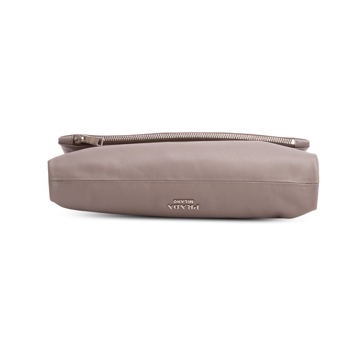 Prada Grey Soft Calf Fold Over Chain Flap Bag
