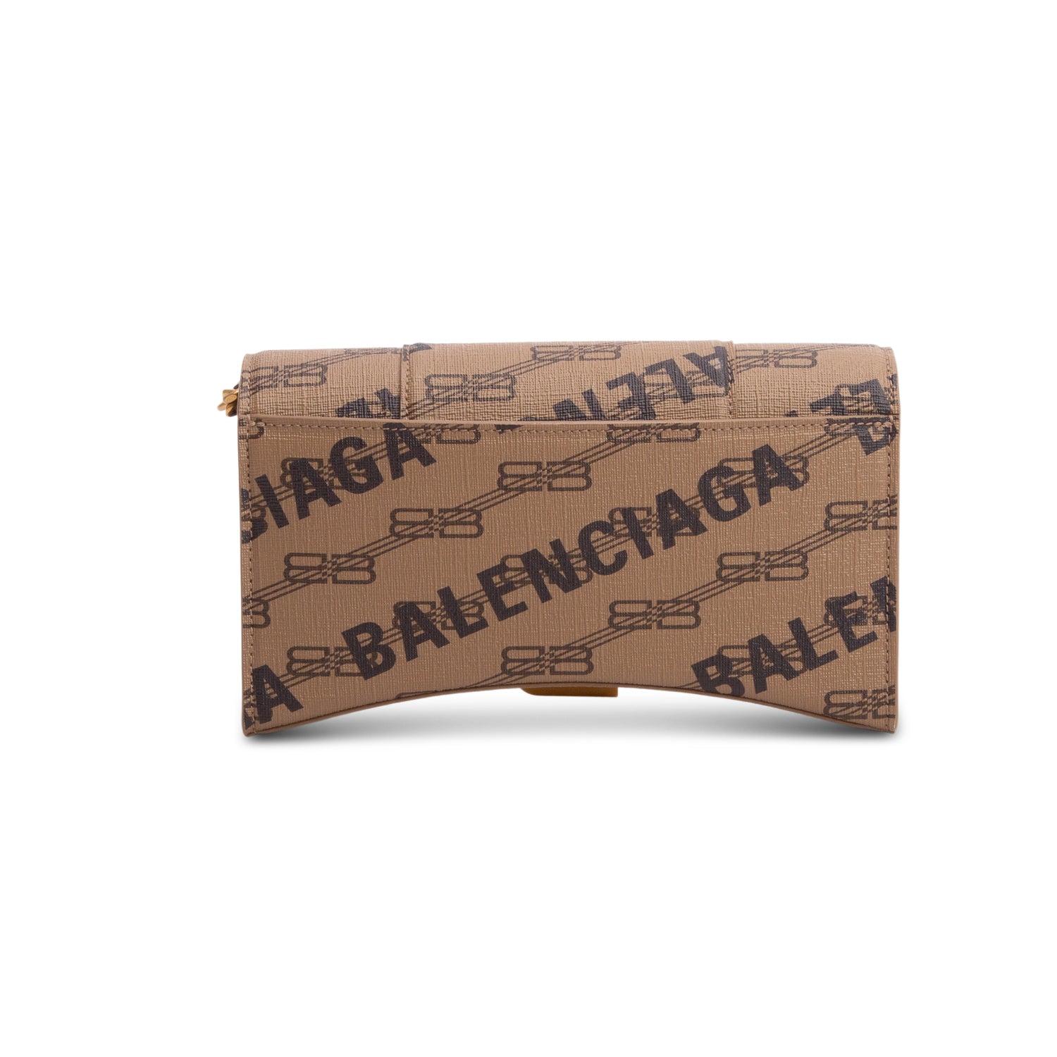 Balenciaga Brown Coated Canvas BB Monogram Hourglass Chain Bag