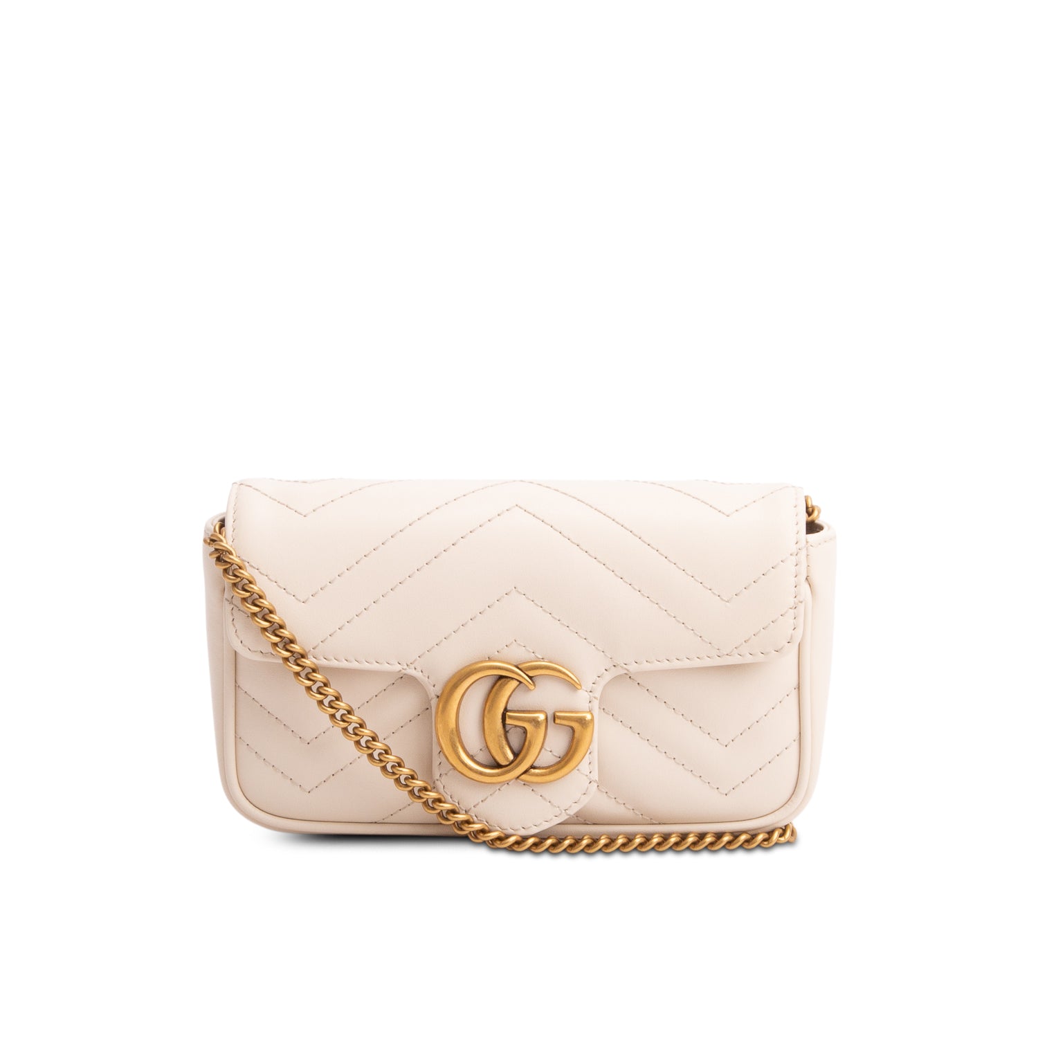 Gucci Cream GG Marmont Matelasse Leather Super Mini Bag