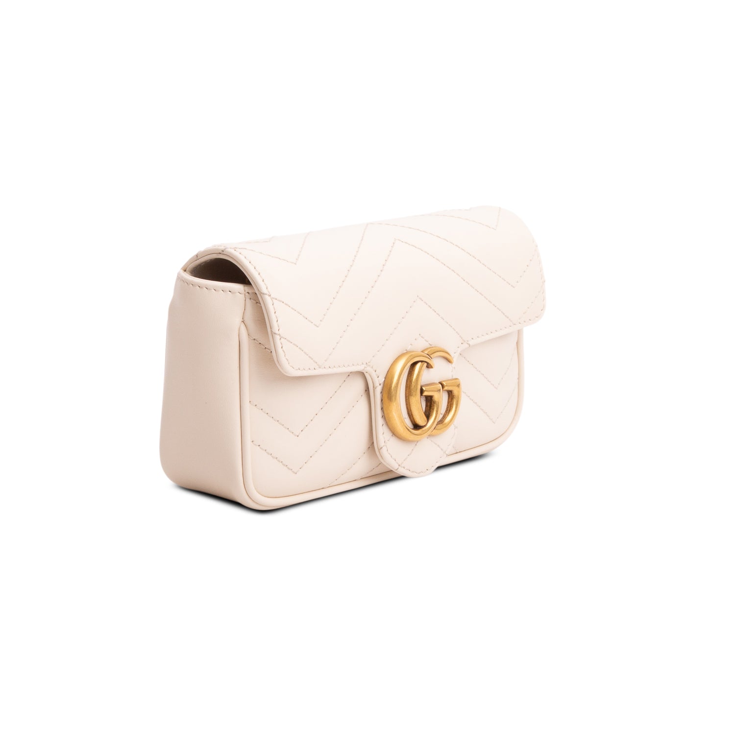 Gucci Cream GG Marmont Matelasse Leather Super Mini Bag