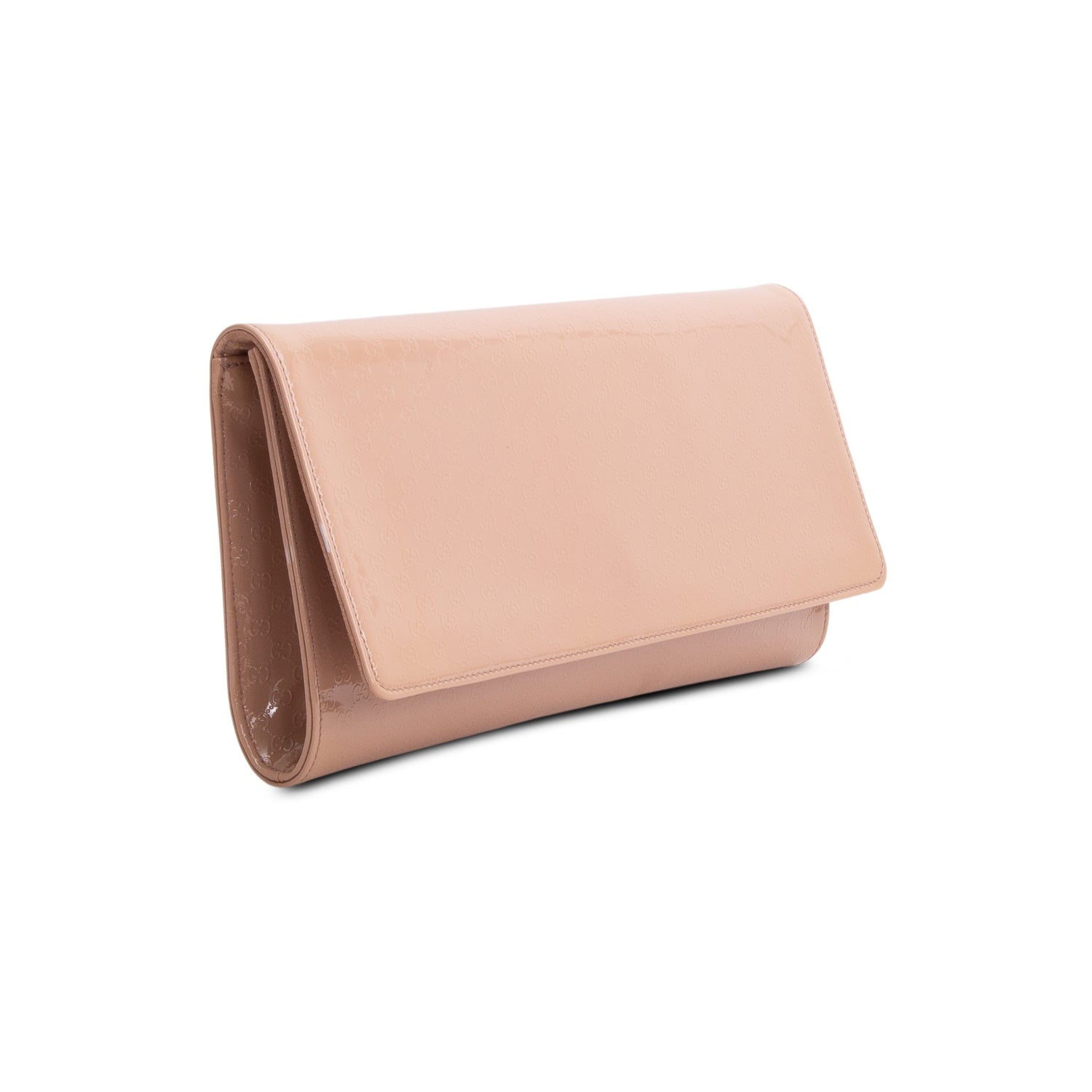 Gucci Pink Patent Leather Signature Small Broadway Clutch