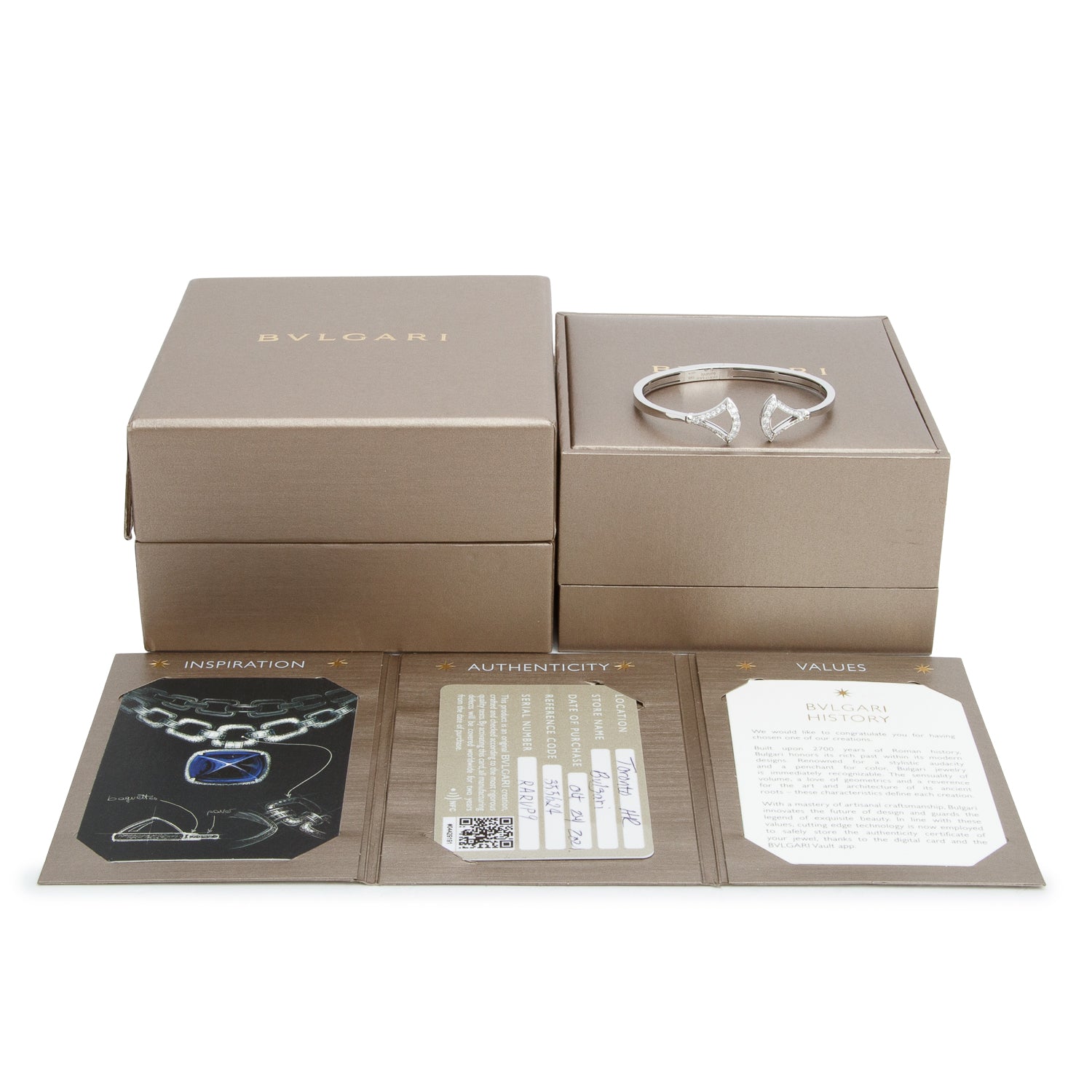 BVLGARI 2021 18k White Gold Pave Diamond Diva's Dream Bangle Bracelet SM w/ Box & Certificate
