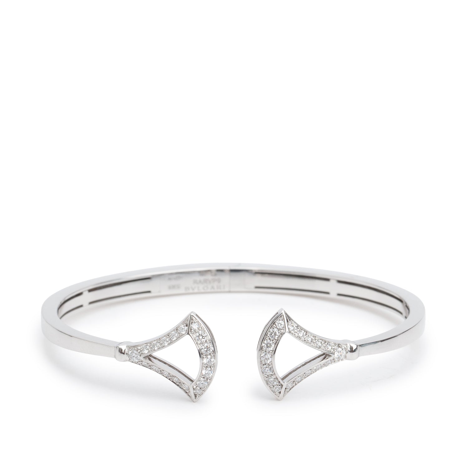 BVLGARI 2021 18k White Gold Pave Diamond Diva's Dream Bangle Bracelet SM w/ Box & Certificate