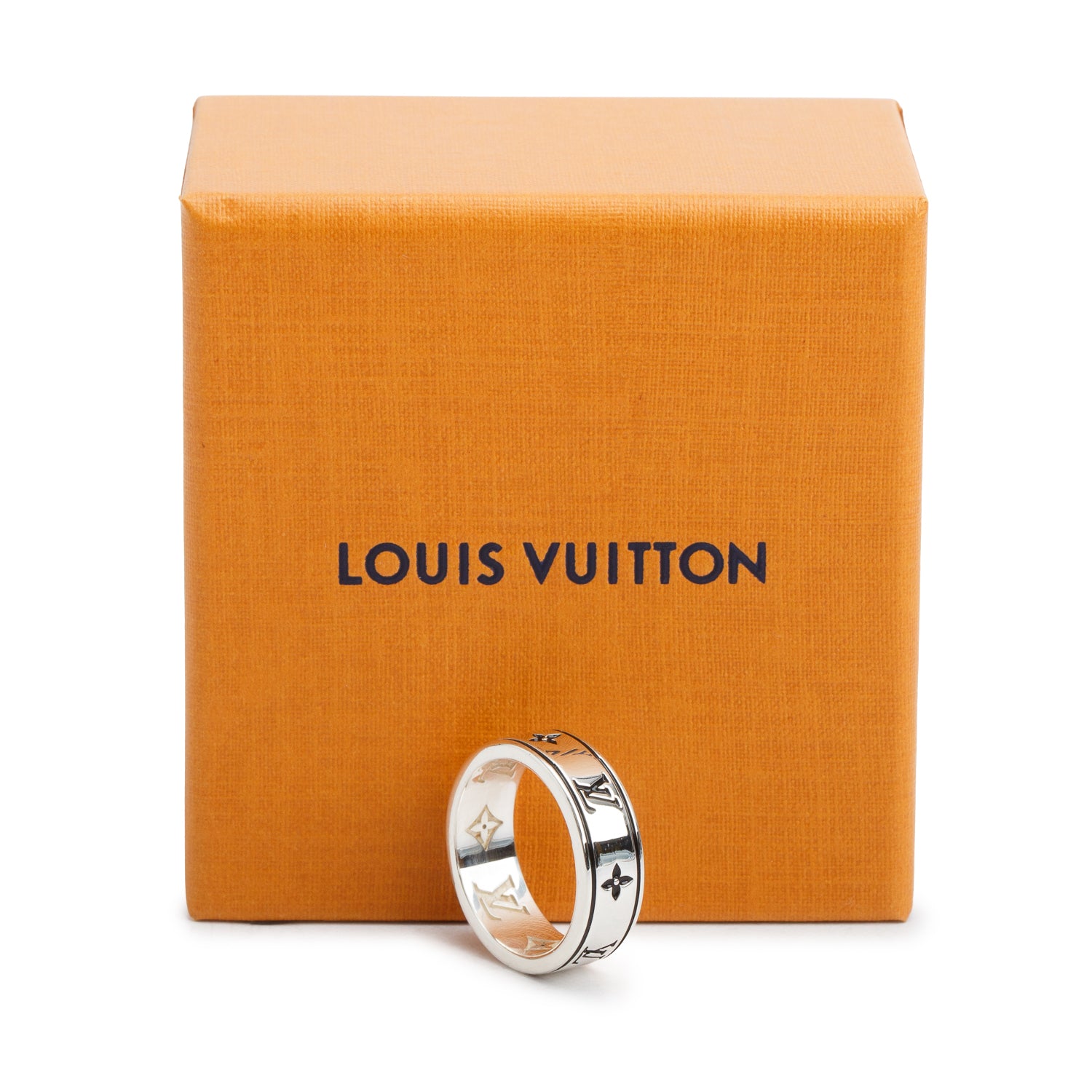 Louis Vuitton 2026 Sterling Silver LV Spike Band Ring, Size S 8 w/ Box & Receipt
