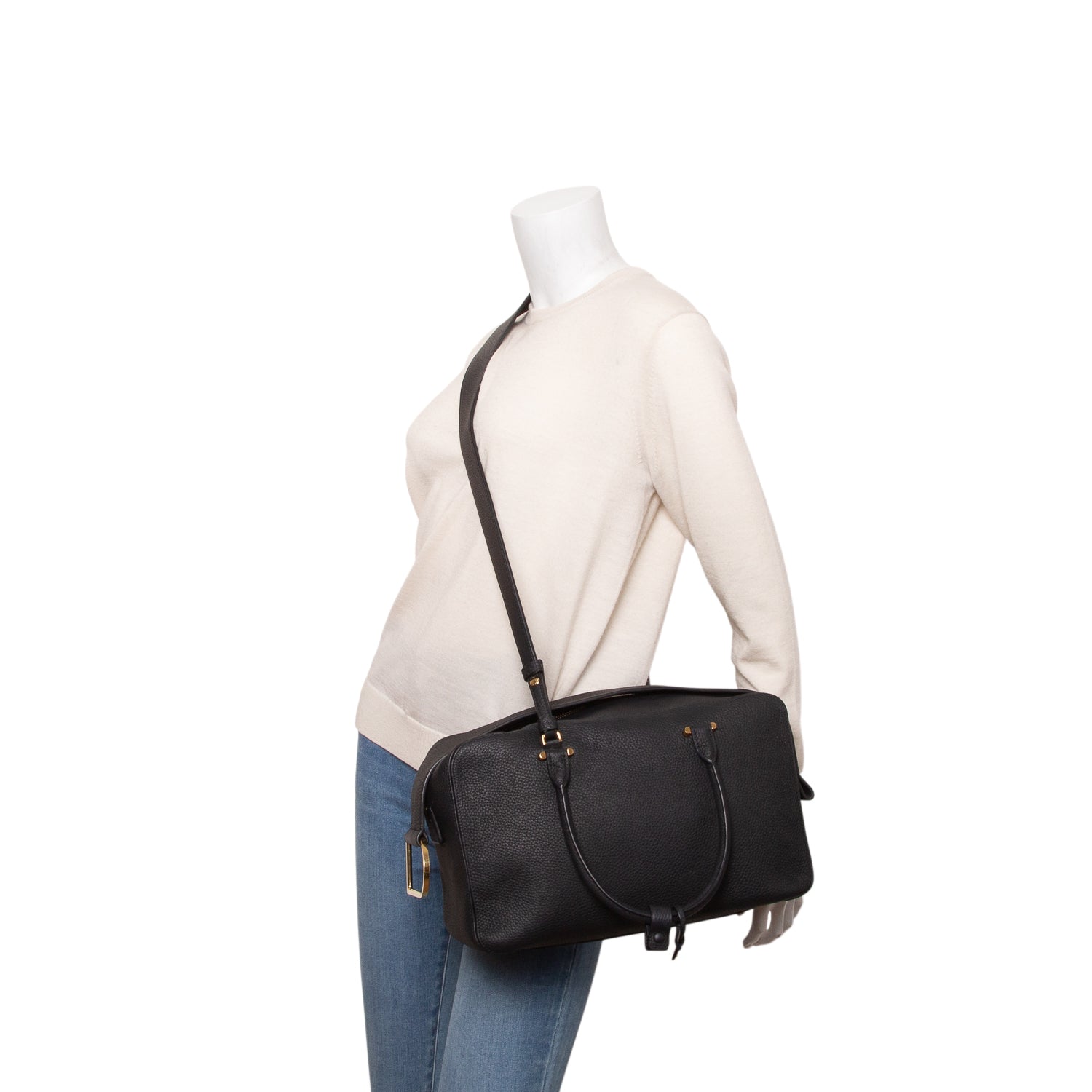 Delvaux Black Taurillon Cool Box MM w/ Strap