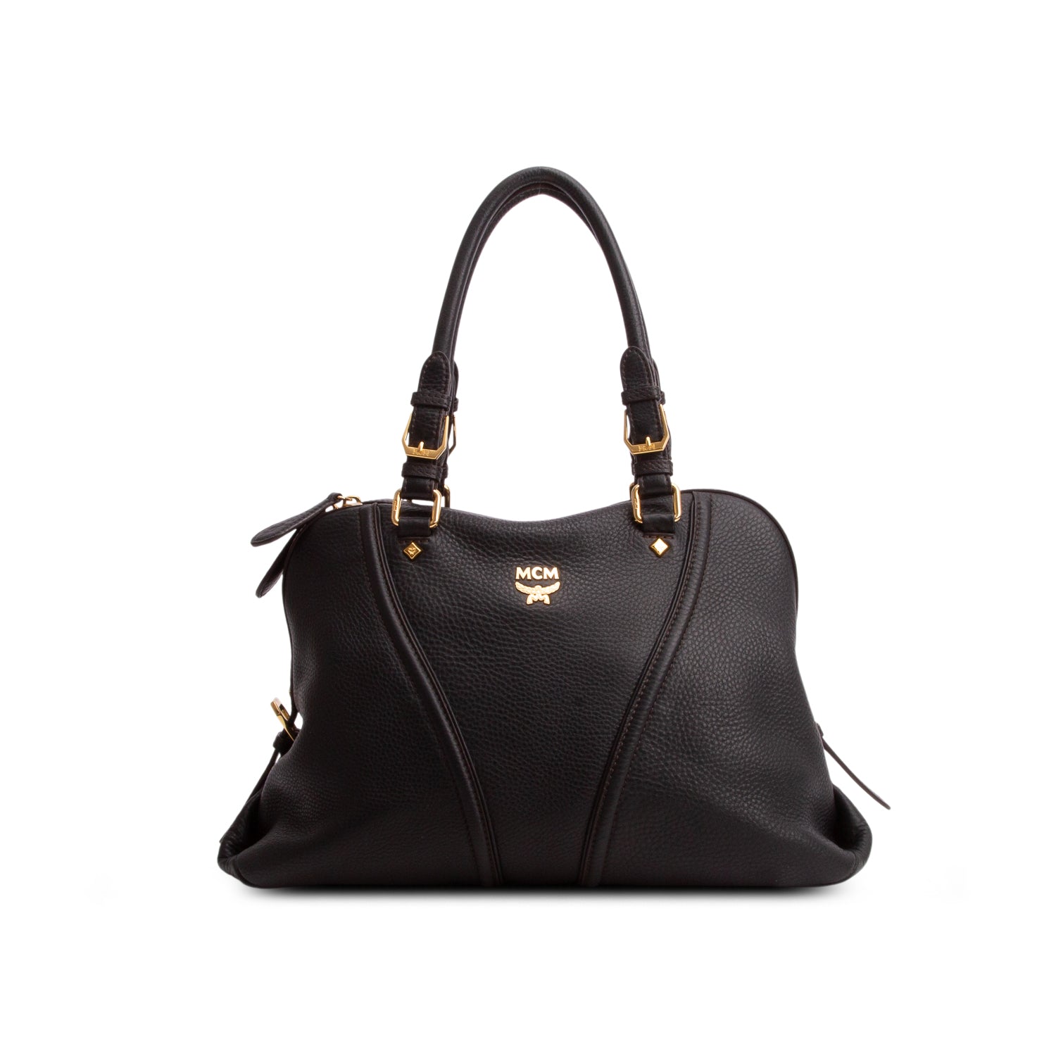 MCM Black Grained Leather Milla Satchel