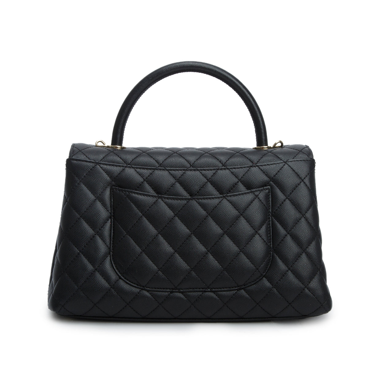 Chanel Black Caviar Quilted Small Coco Handle Flap