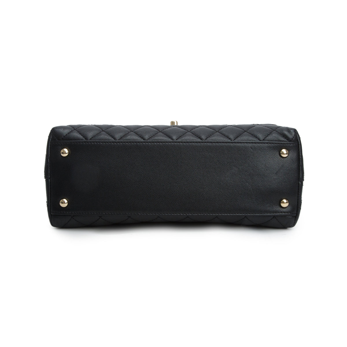 Chanel Black Caviar Quilted Small Coco Handle Flap