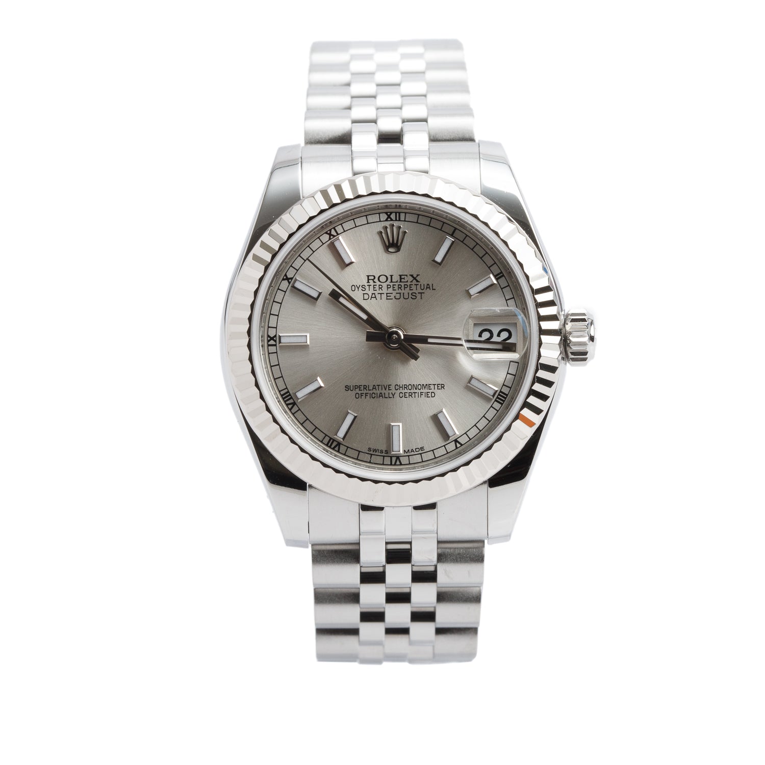 Rolex Stainless Steel Datejust 31 MM Automatic Watch Silver Dial 178274