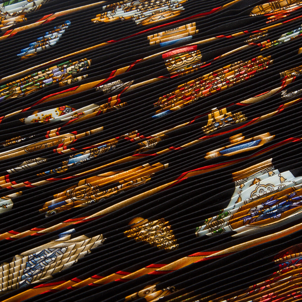 Hermes Black & Multicolor 'Q'uimporte le Flacon' Silk Pleated Scarf 90 w/ Box