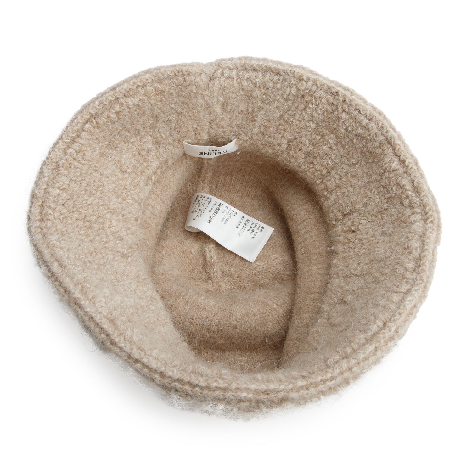 Celine Beige Alpaca/Wool Triomphe Cloche Bucket Hat