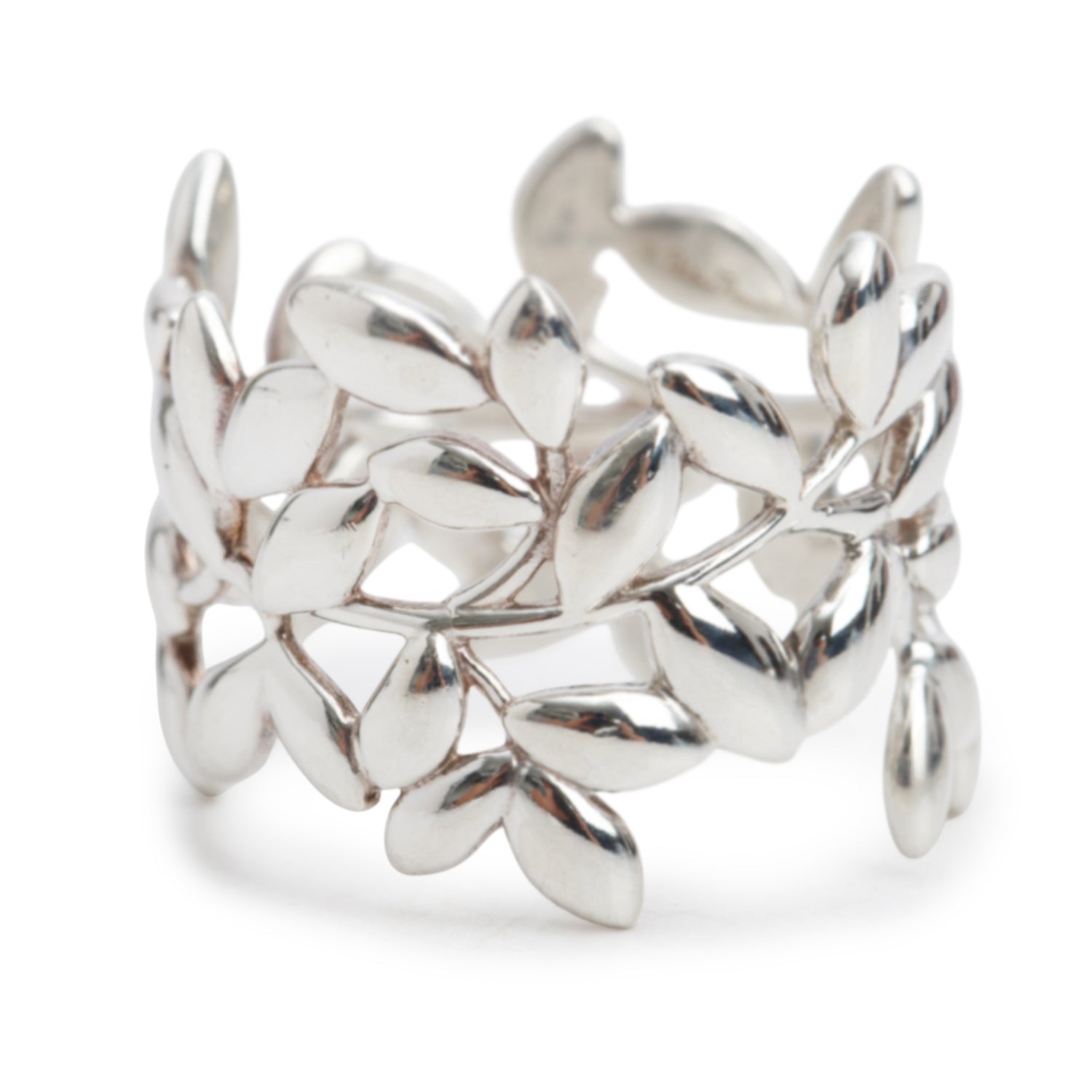 Tiffany & Co. Paloma Picasso Sterling Silver Olive Leaf Wide Ring, Size 7.25