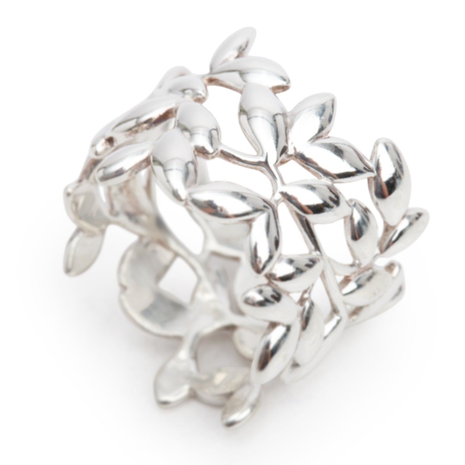 Tiffany & Co. Paloma Picasso Sterling Silver Olive Leaf Wide Ring, Size 7.25