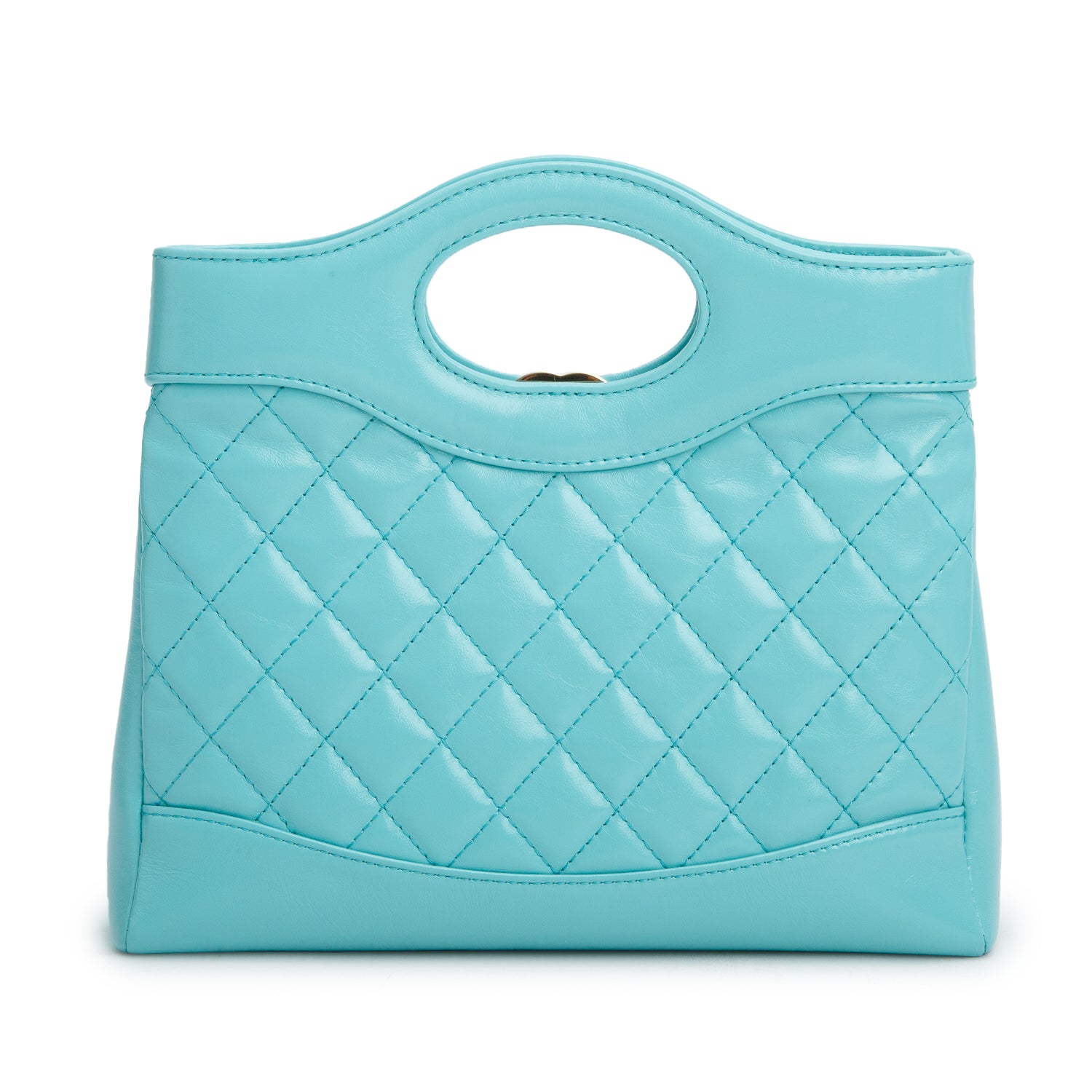 Chanel Teal Shiny Lambskin Quilted Mini 31 Shopping Bag w/ Box