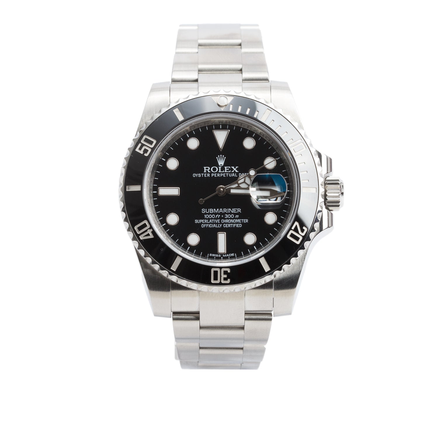 Rolex Stainless Steel Submariner Date 40 MM Automatic Watch Black Dial 116610
