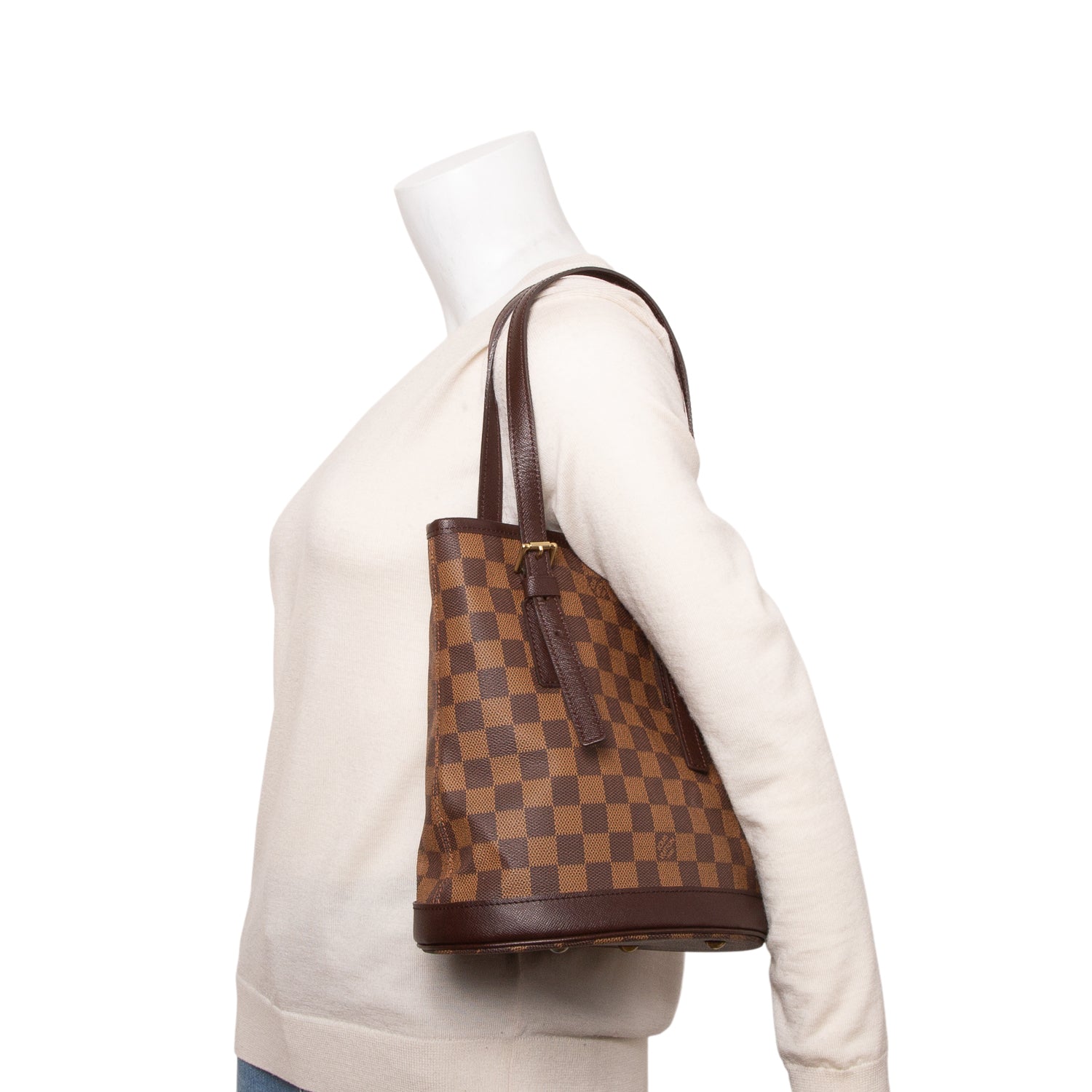 Louis Vuitton Damier Ebene Marais Bucket Bag 23 w/ Pouch
