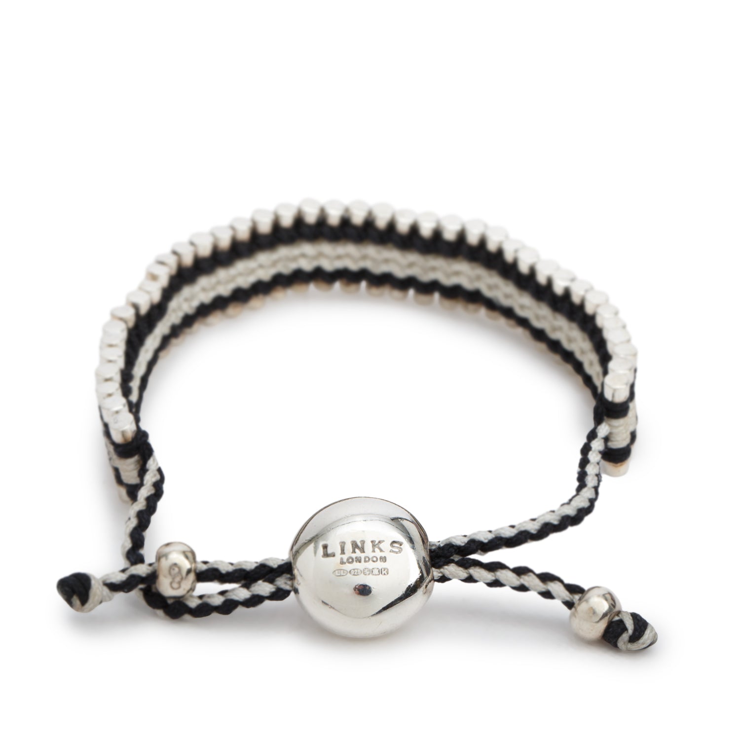 Links of London Sterling Silver Black & White Cord Friendship Bracelet