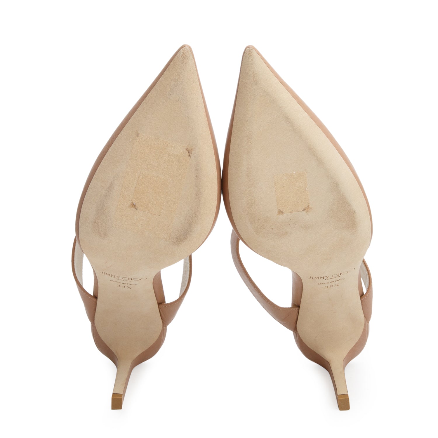 Jimmy Choo Nude Nappa Leather Hawke Mules Sandals, Size 39.5