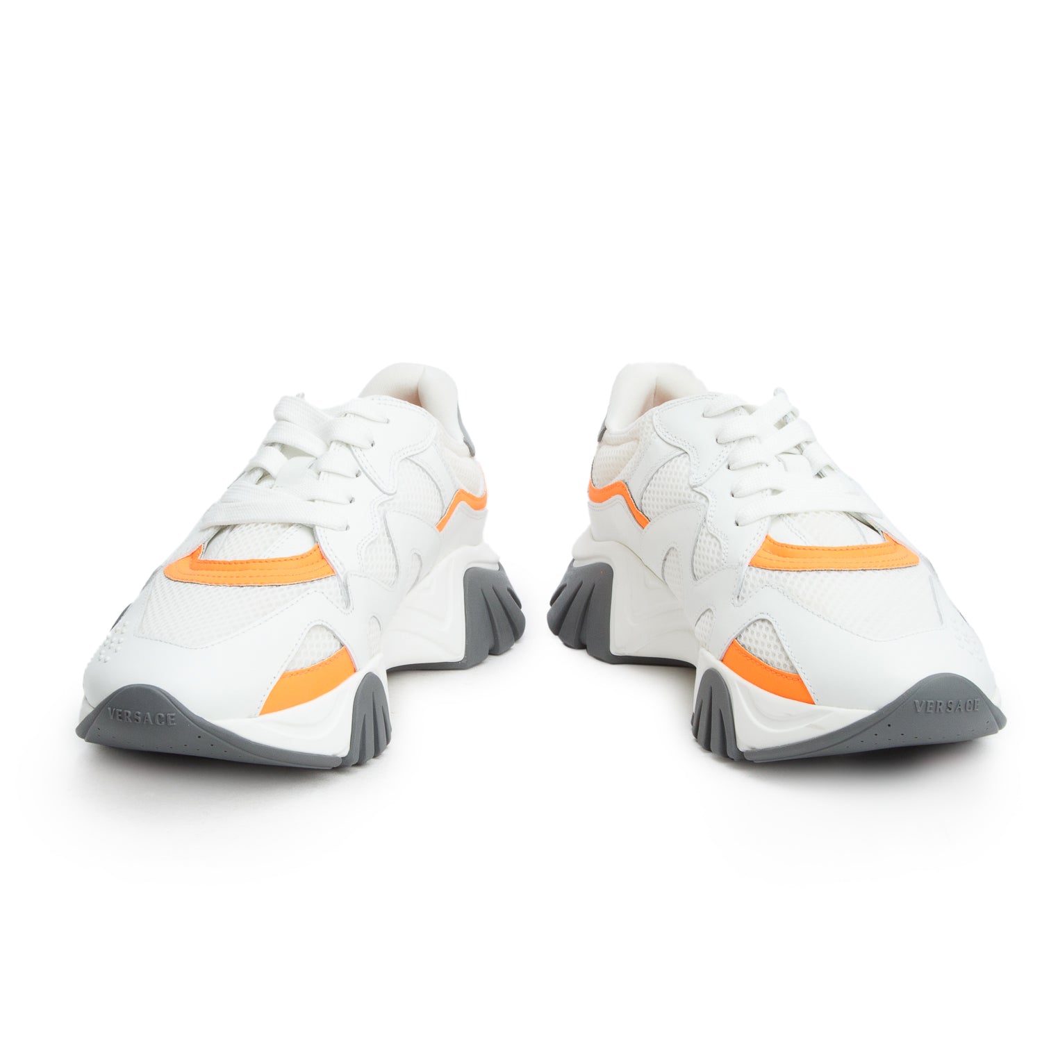 Versace White Leather Mesh Squalo Sneakers, Women's Size 39