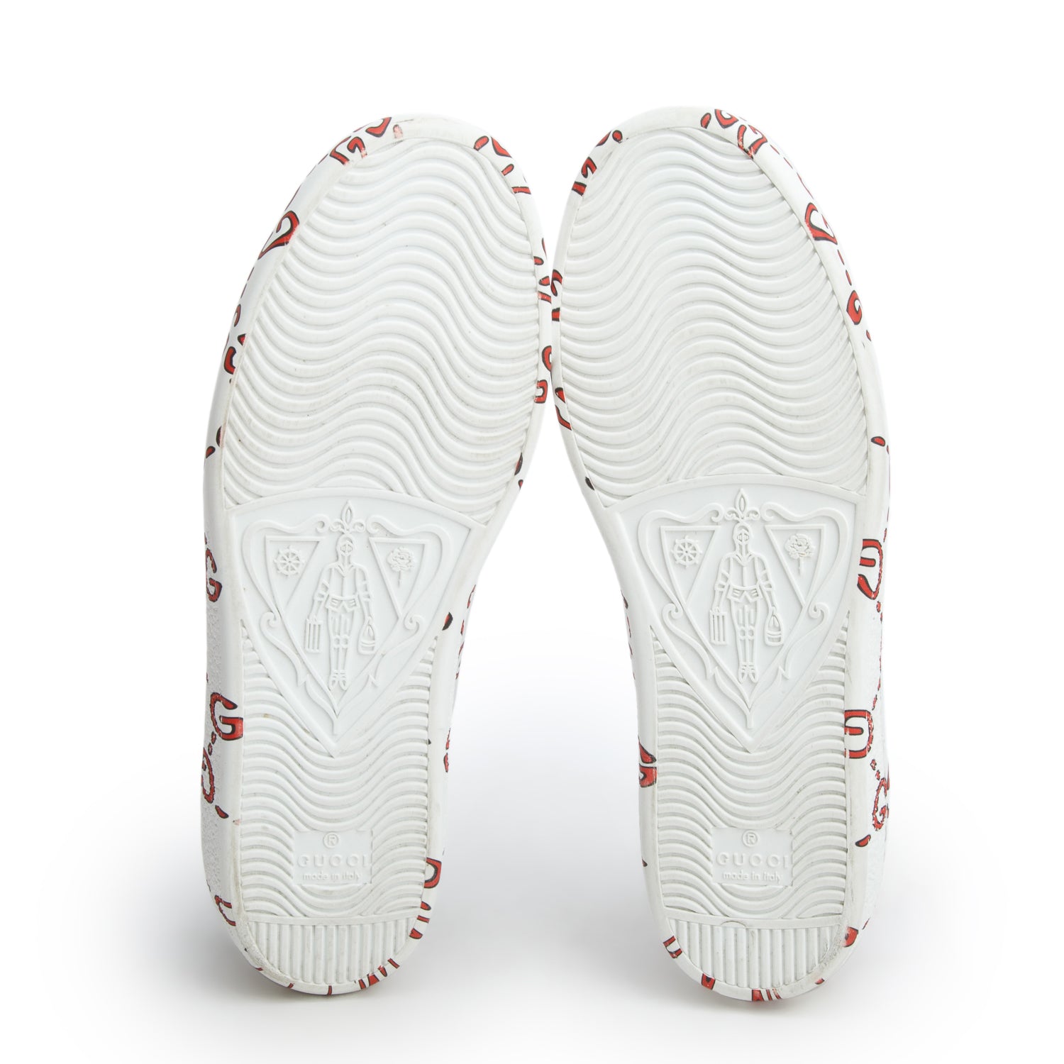 Gucci White Miro Rubber Wax Ghost Print Ace Sneakers, Men's Size 36.5 w/ Box