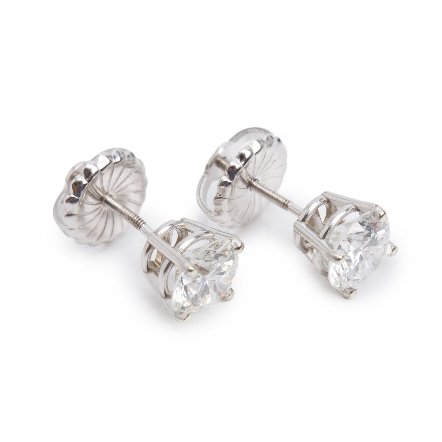 14k White Gold 1.84 tcw. Diamond Stud Earrings