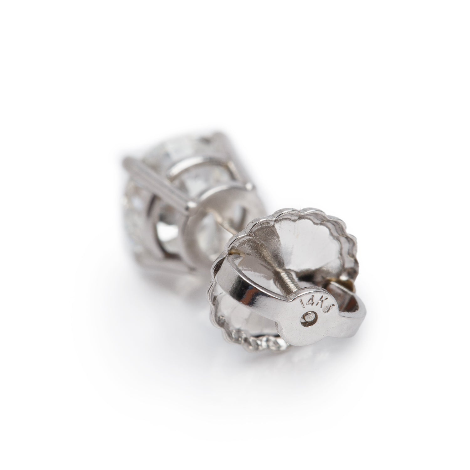 14k White Gold 1.84 tcw. Diamond Stud Earrings