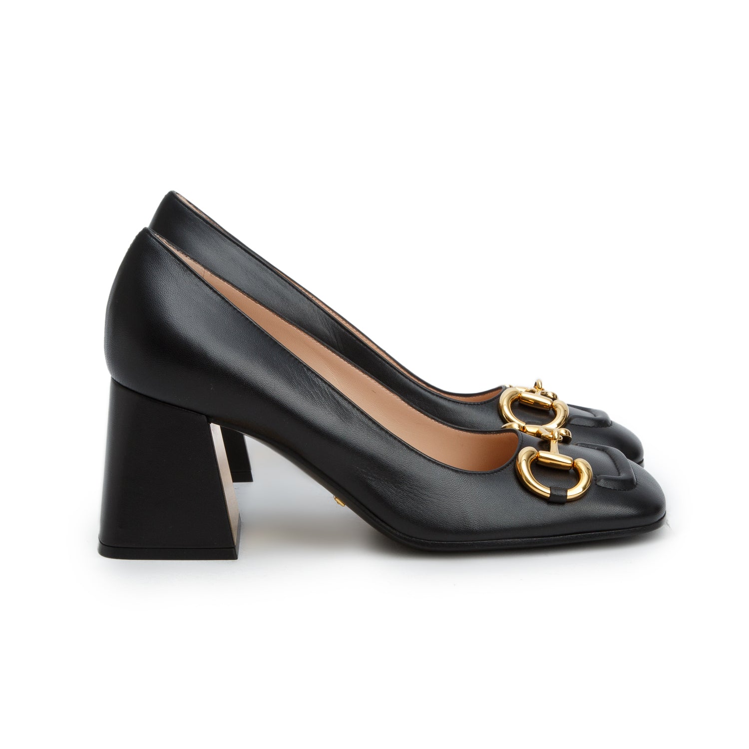 Gucci Black Malaga Kid Horsebit 75mm Pumps, Women's Size 38.5 w/ Box