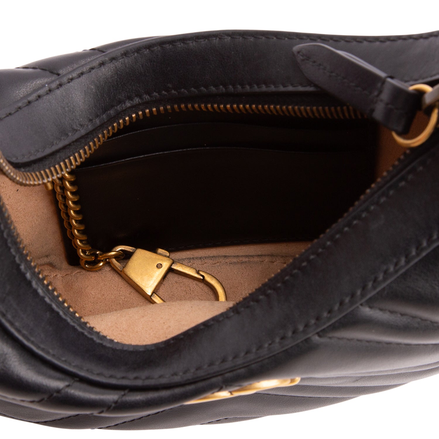 Gucci Black Calfskin Matelasse Chevron Mini GG Marmont Half Moon Hobo w/ Box & Strap