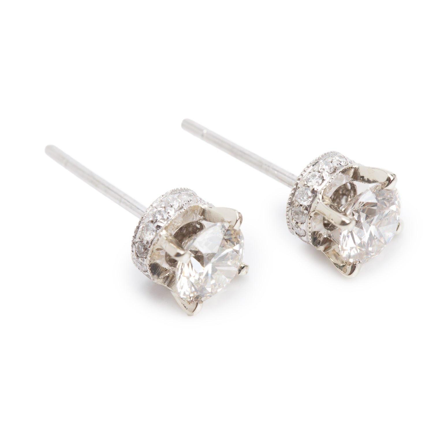 14k White Gold 1.52 tcw. Diamond Stud Earrings