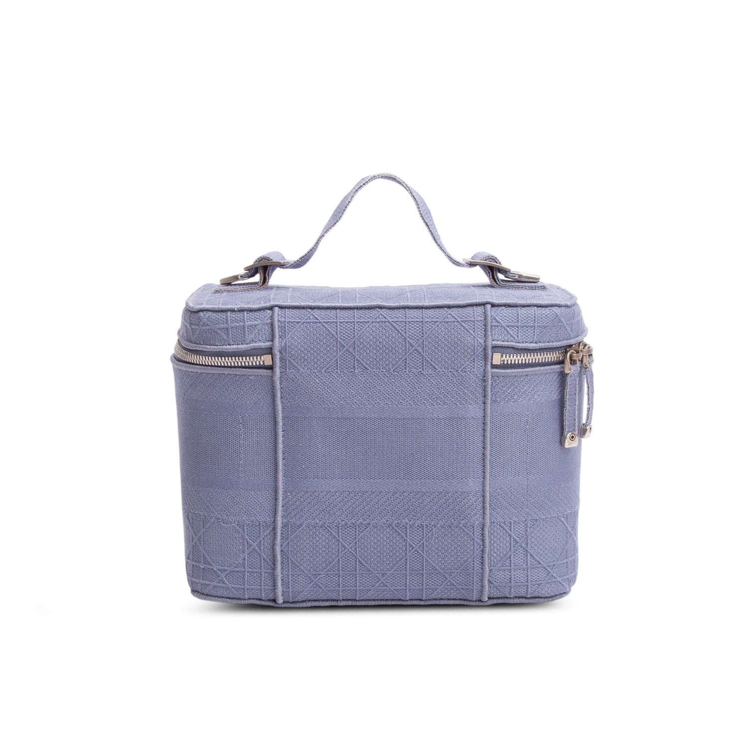 Christian Dior 2020 Blue Canvas Embroidered Cannage Travel Vanity Case